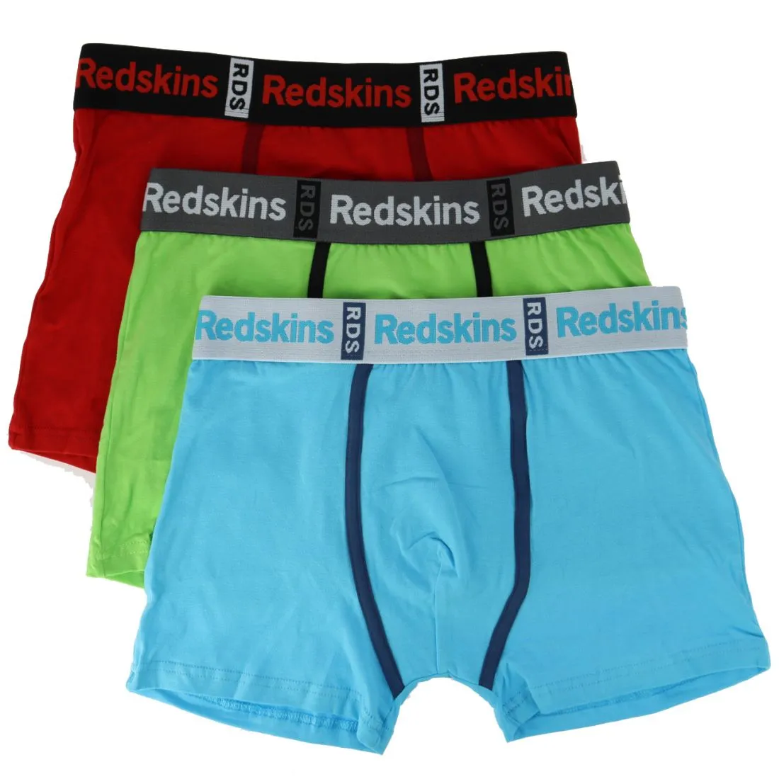 3 Boxers Redskins, Badrio, Rouge Vert Ciel