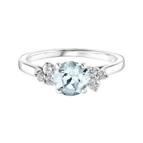 Bague Or blanc 750 ‰ Aigue-marine et diamants Baby EverBloom 6 mm