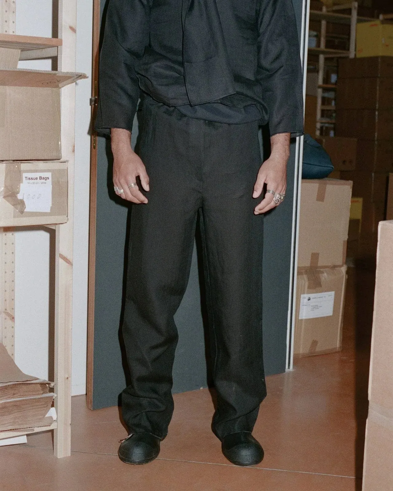 Baserange - Pantalon Stoa - Lin - Noir