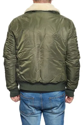 Blouson pilote col fourrure Schott Pilote kaki.
