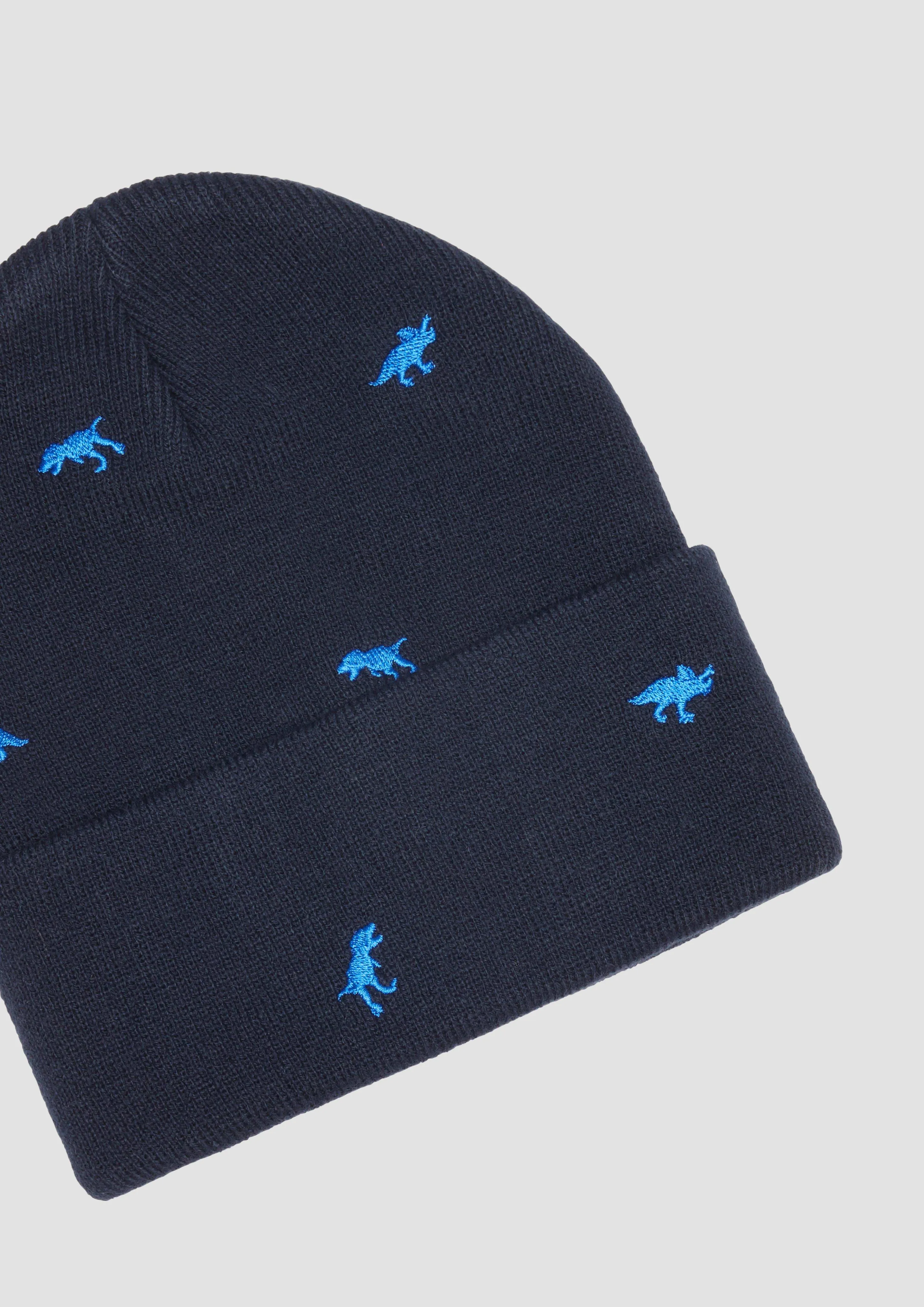 Bonnet en maille à broderies dinosaure