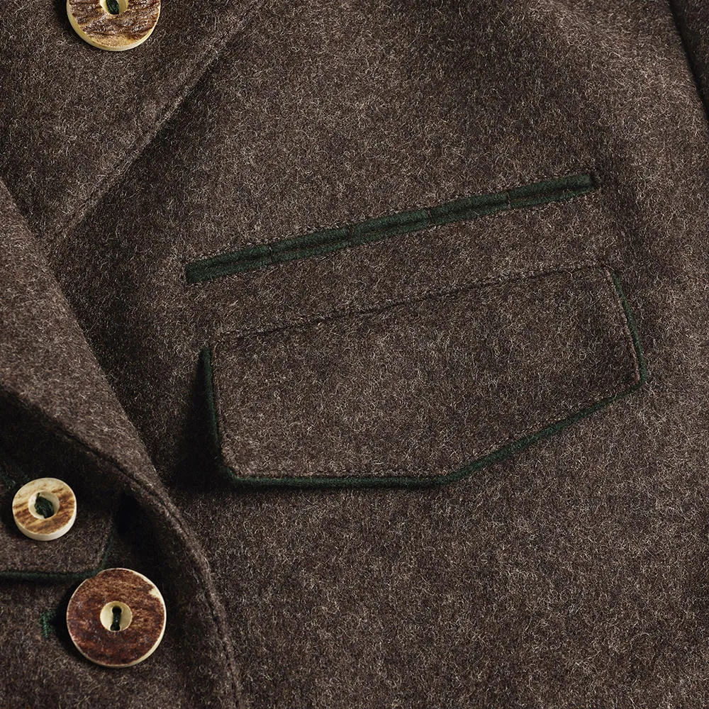 Caban de chasse pour homme, loden, brun foncé