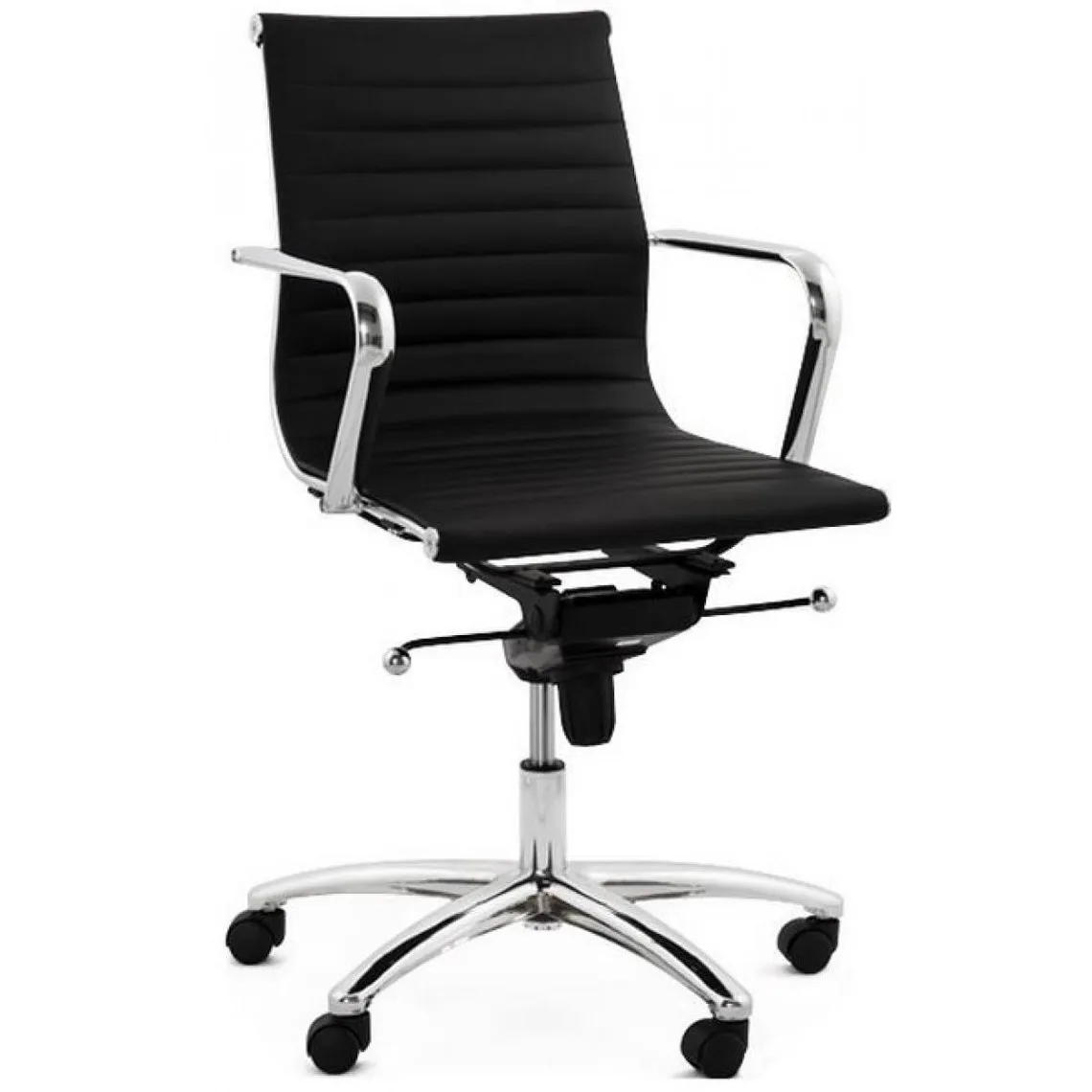 Chaise de bureau Pivotante Noir et Acier OBLIMO | 3 Suisses