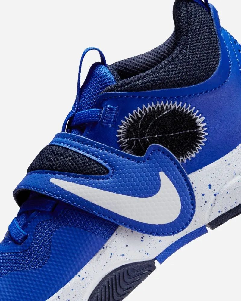 Chaussures de basket Nike Team Hustle D 11 Bleu Royal & Blanc pour enfant