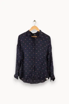 Chemise bleue à motifs de nuds roses - Taille L/40