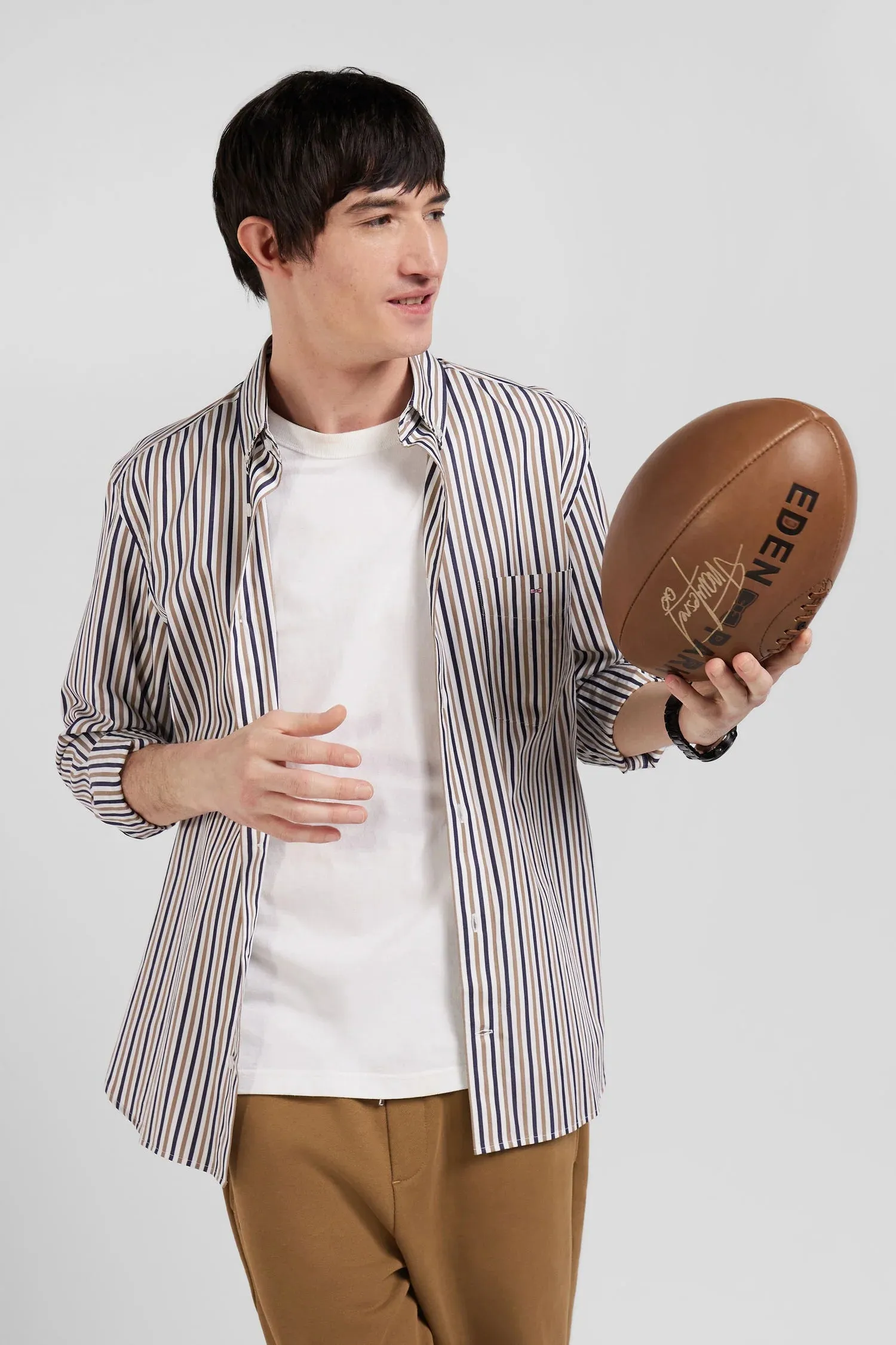 Chemise rayée Eden Park marron