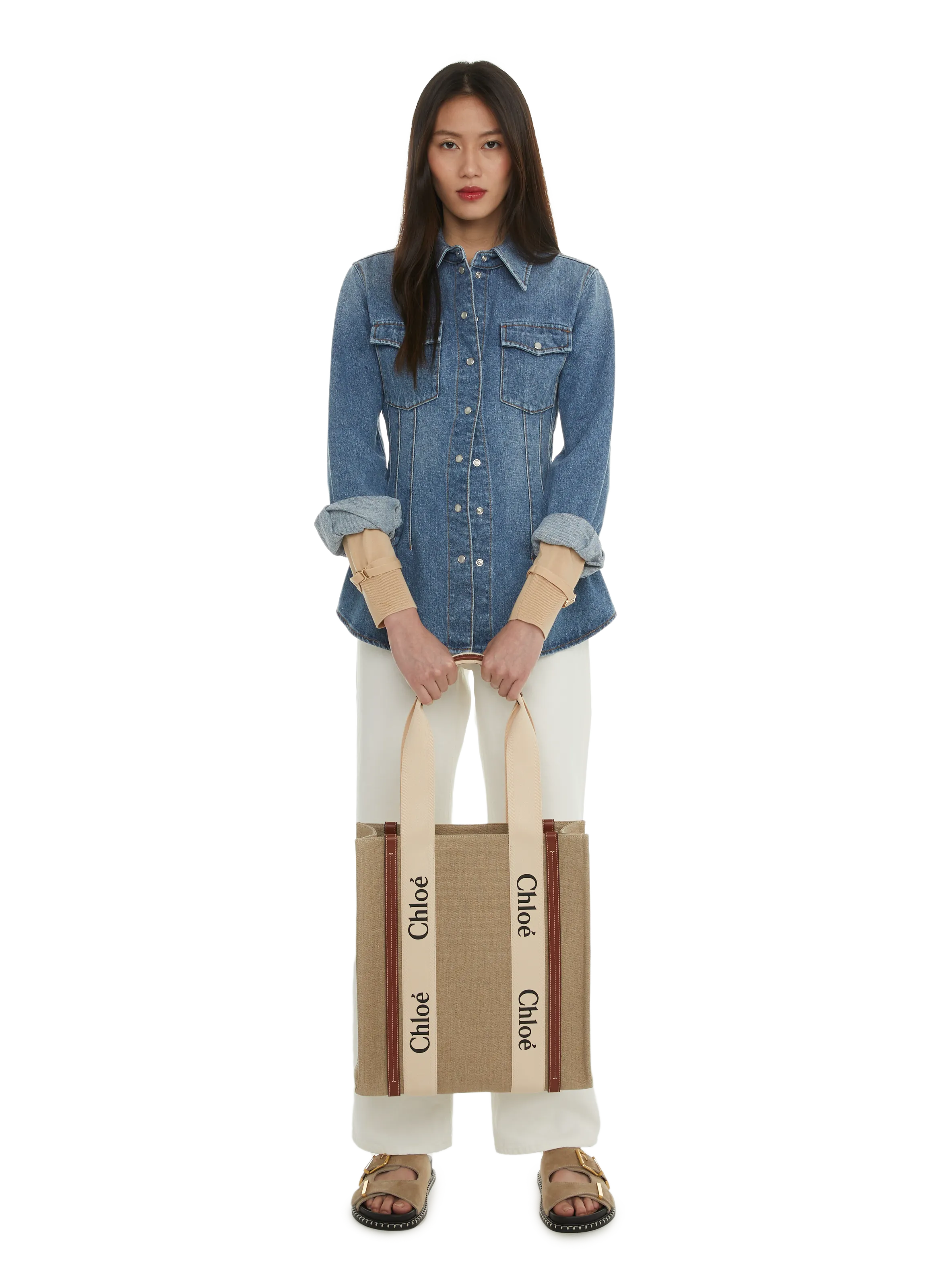 CHLOÉ  Chemise ajustée en coton et chanvre - Bleu