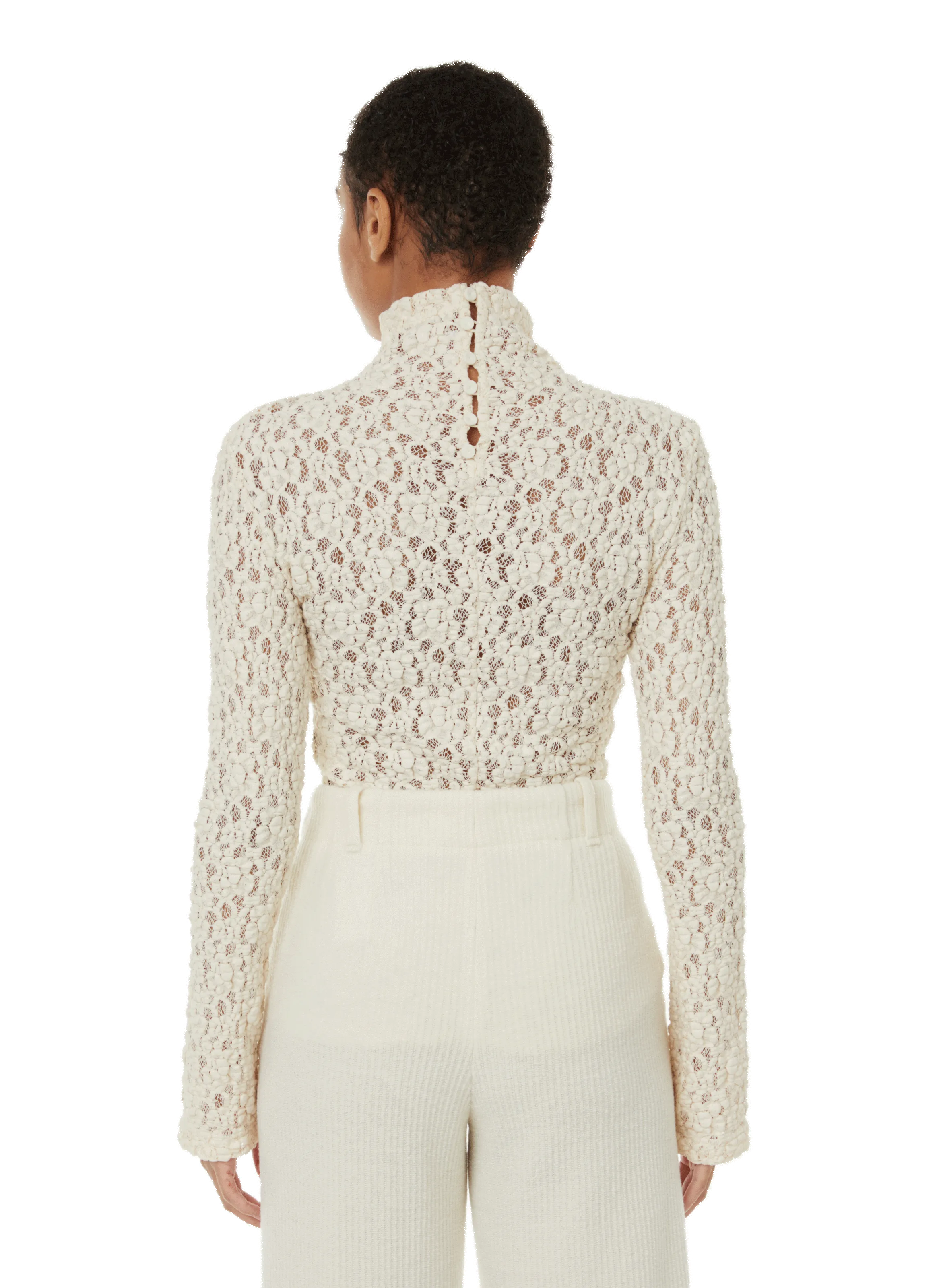 CHLOÉ  Top en dentelle ajouré  - Blanc