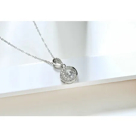 Collier de luxe pour femme en argent avec pendentif en cristal blanc