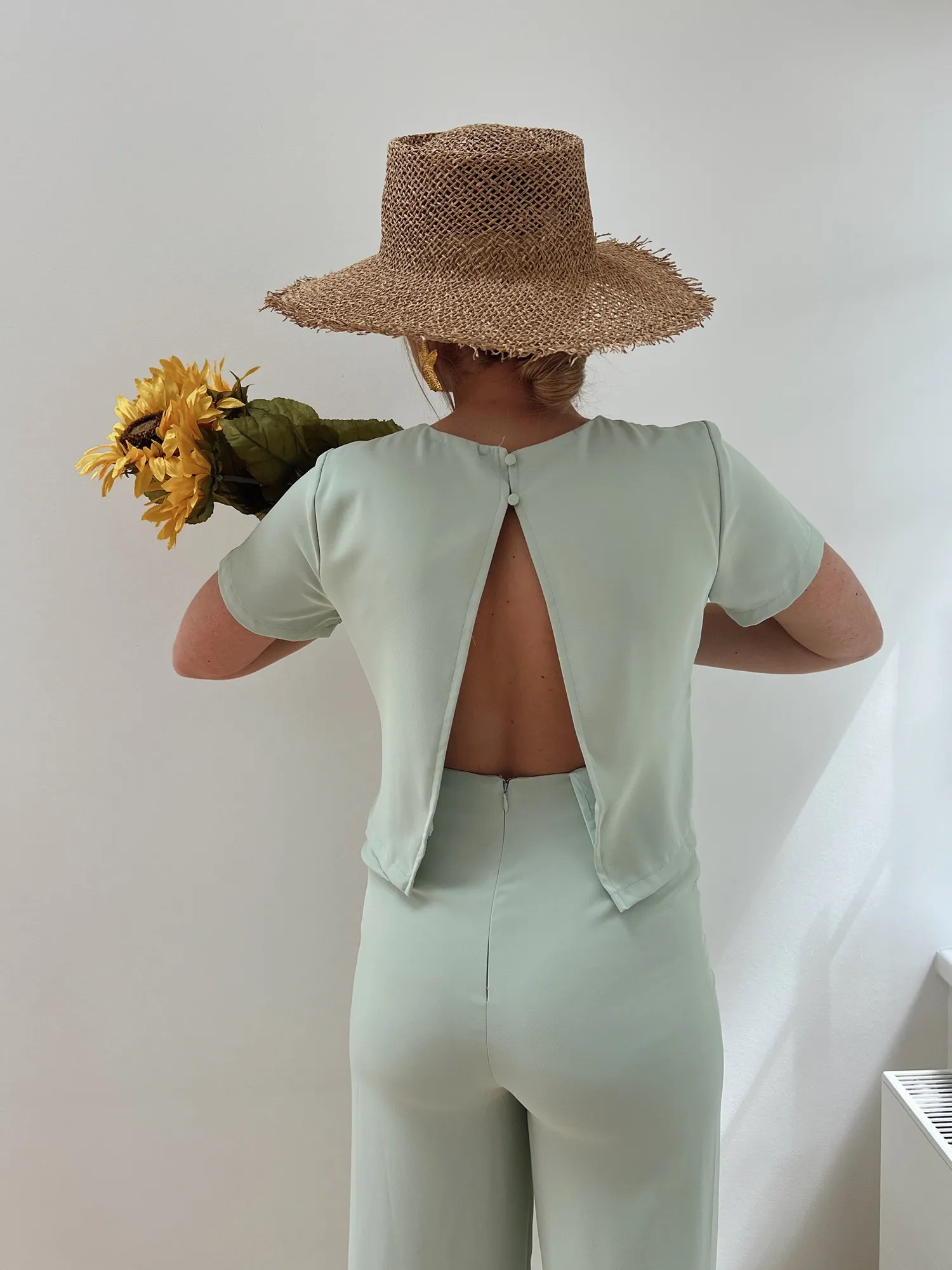 Combinaison CALYPSO Avec haut dos nu vert d'eau