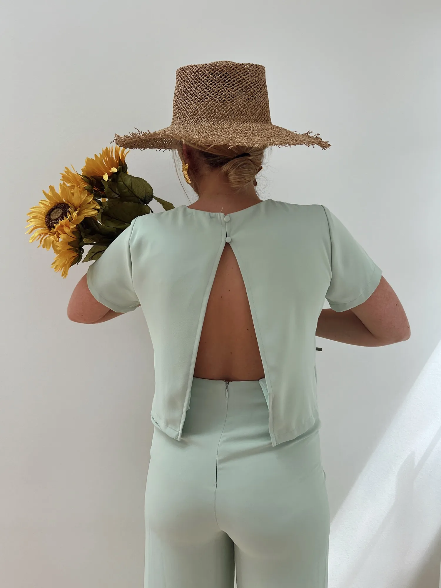 Combinaison CALYPSO Avec haut dos nu vert d'eau