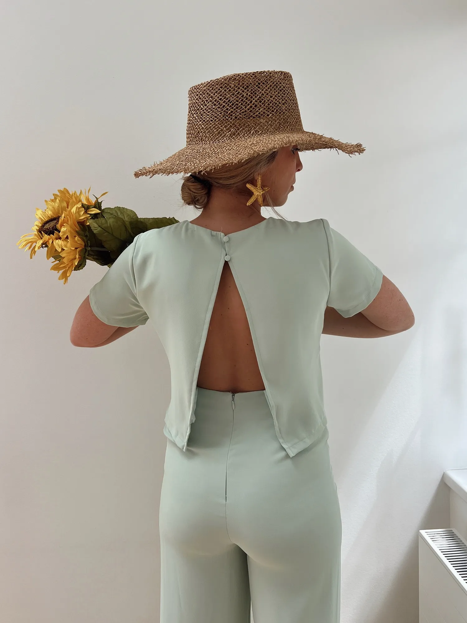 Combinaison CALYPSO Avec haut dos nu vert d'eau