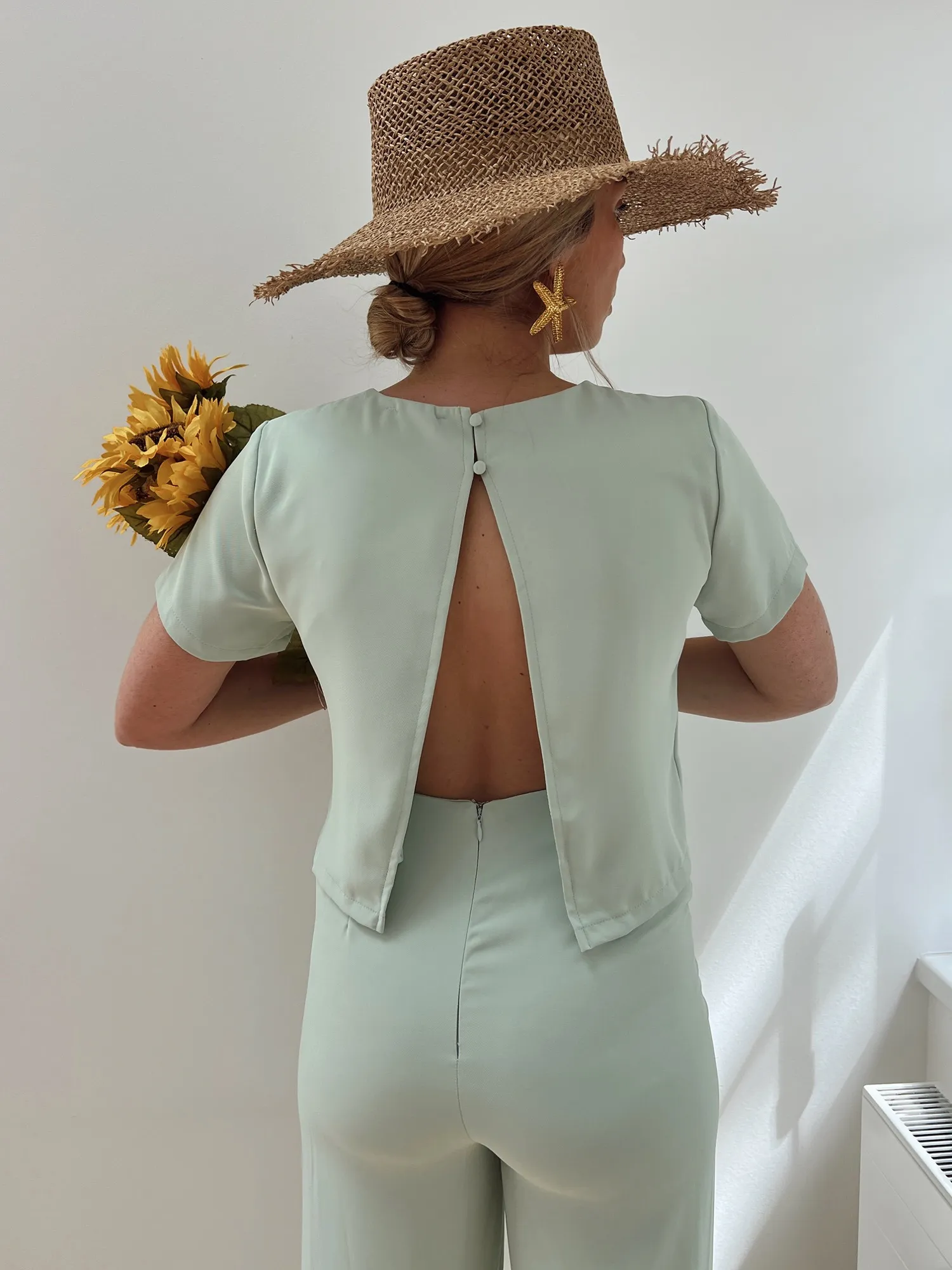 Combinaison CALYPSO Avec haut dos nu vert d'eau