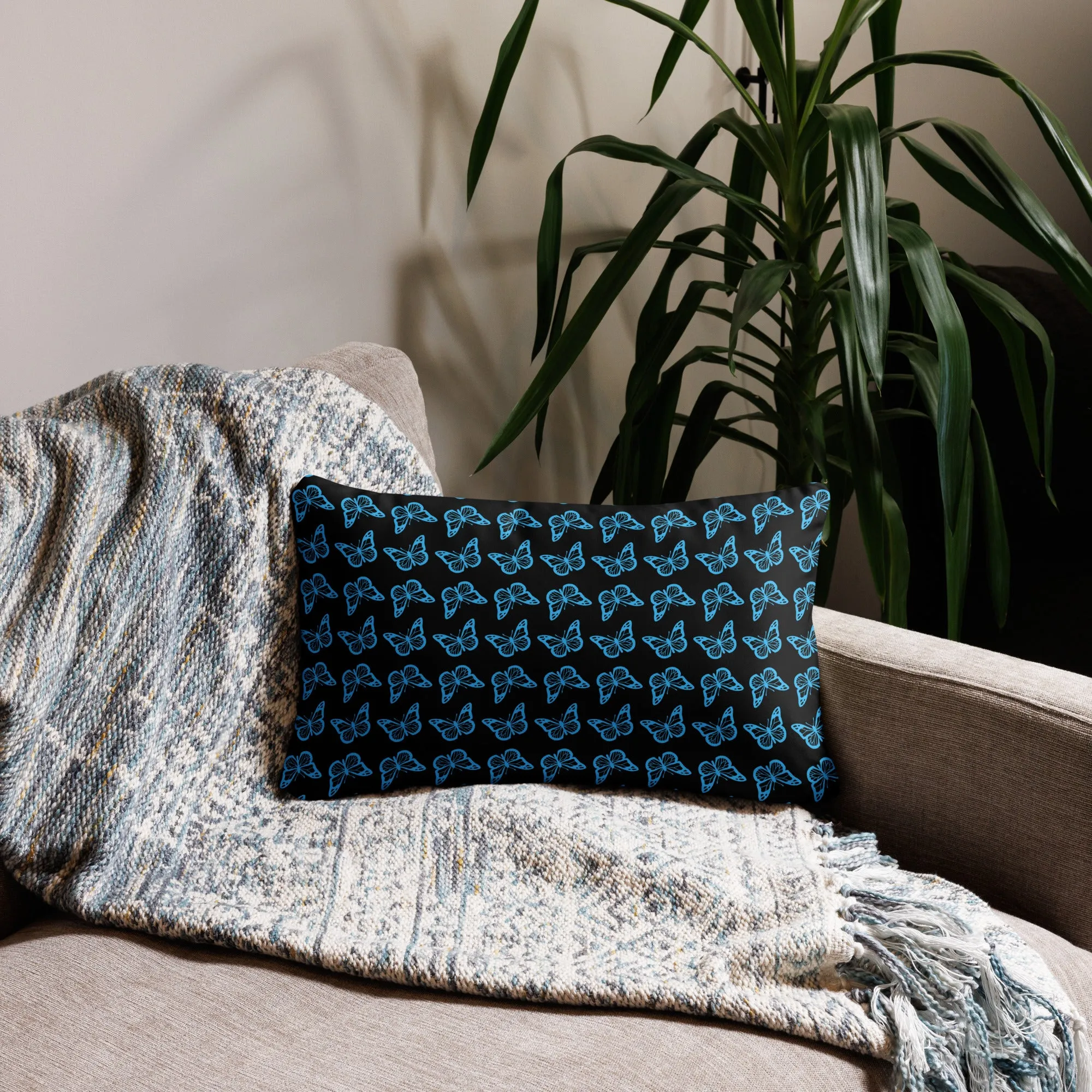 Coussin Classique Papillon bleu