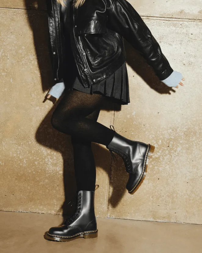 DR MARTENS M 1490 SMOOTH LEATHER MID CALF BOOTS