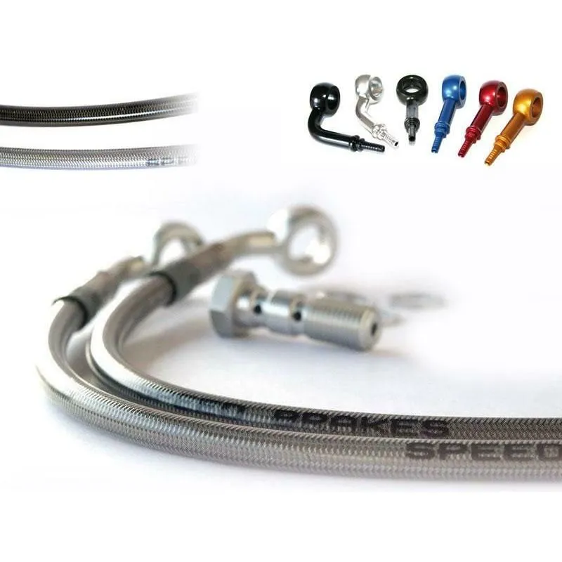 Durite de frein avant d'aviation SPEEDBRAKES carbone/raccord bleu CAGIVA ELEFANT 900 IE