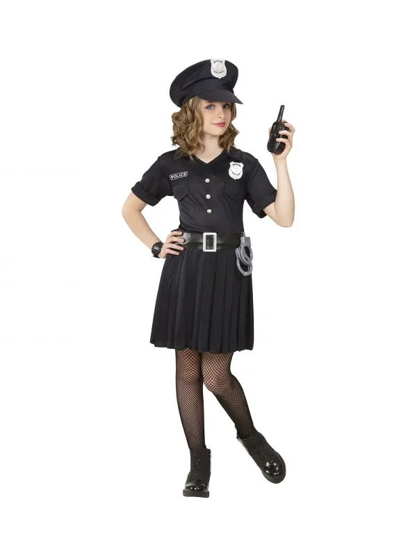 Déguisement Policière noir, fille