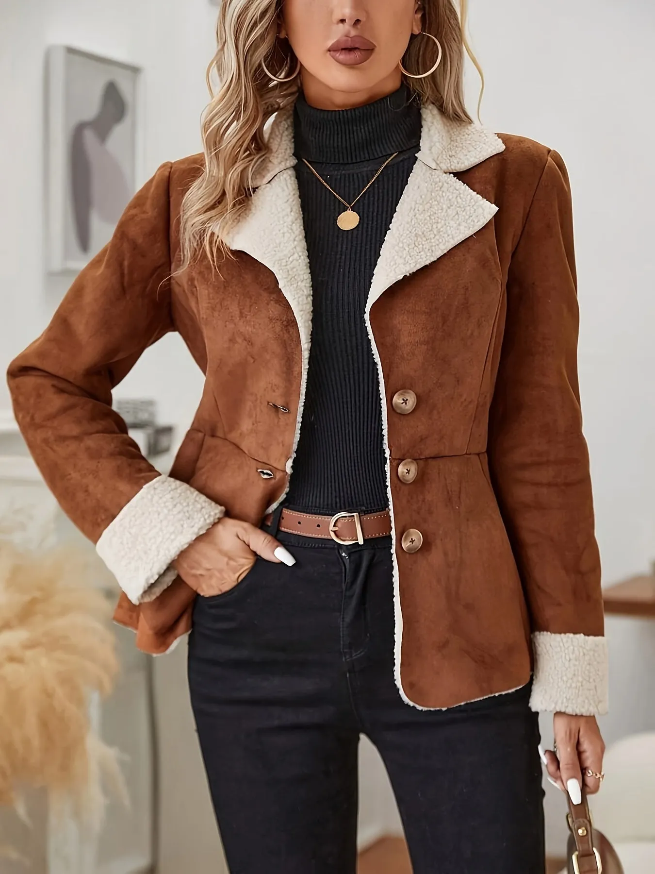 Elwira - veste thermique pour femme avec col en fausse fourrure
