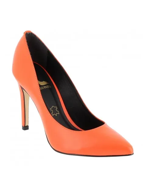 escarpins classiques cuir orange vif 10 cm
