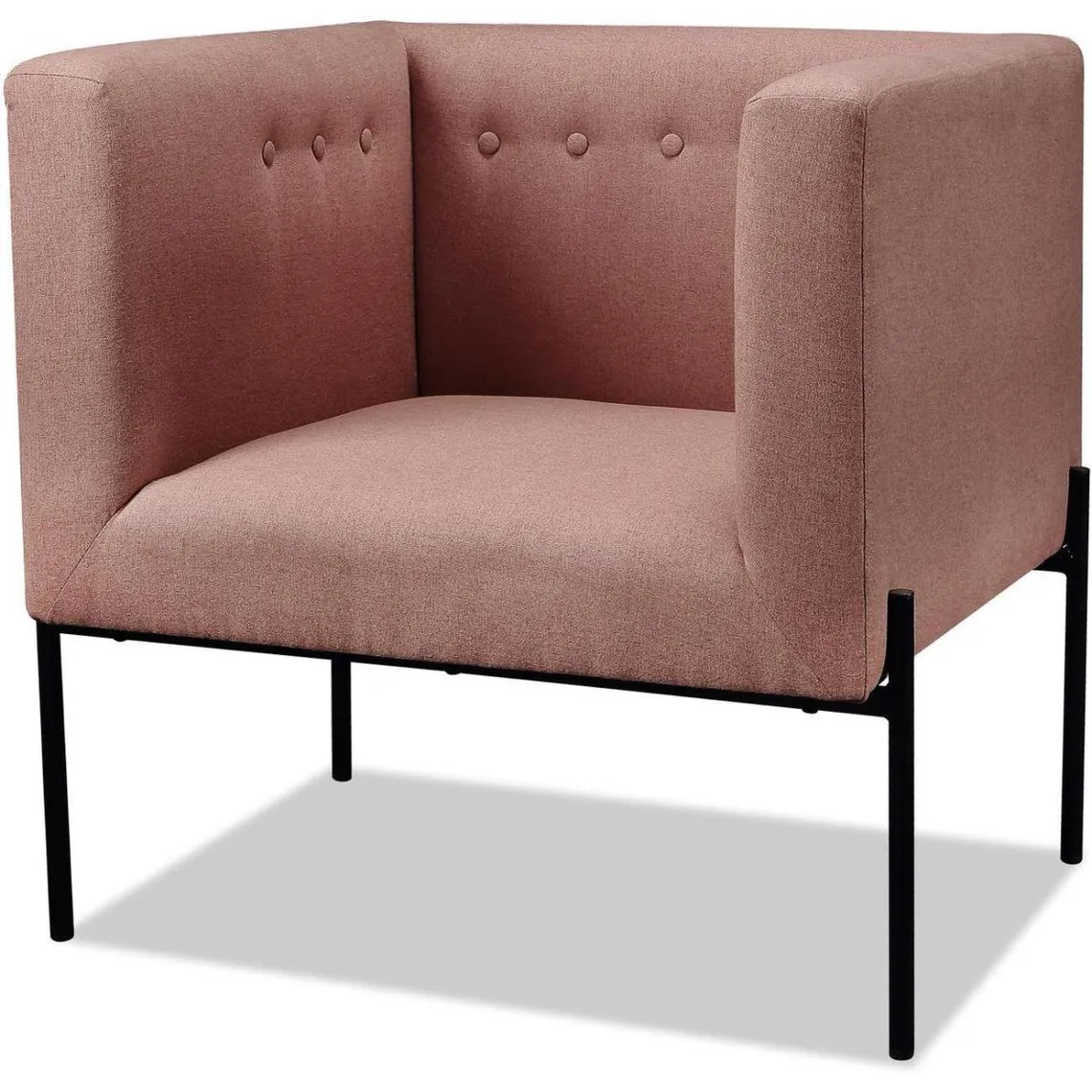 Fauteuil en tissu dossier style bouton capitonné et pied en métal ESSEX Rose | 3 Suisses