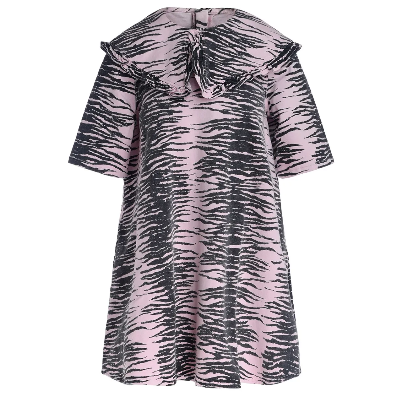 Ganni Robe en denim rose avec imprimé tigre