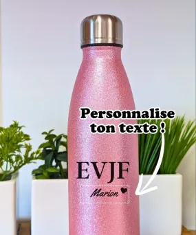 Gourde rose pailleté "EVJF Prénom" - L'Atelier Textile