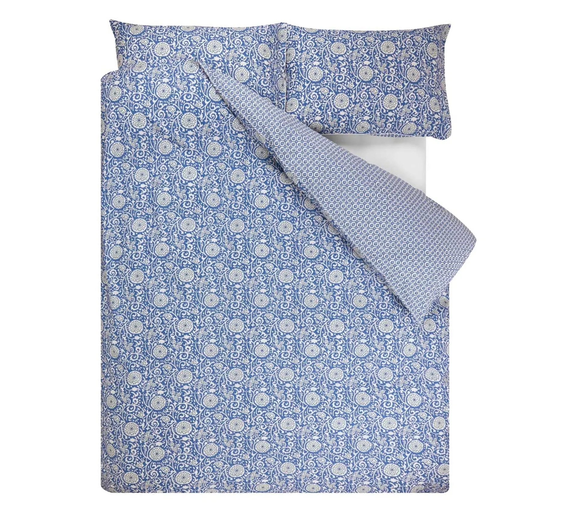 Housse De Couette Imprimée En Percale De Coton Bleu 240x220