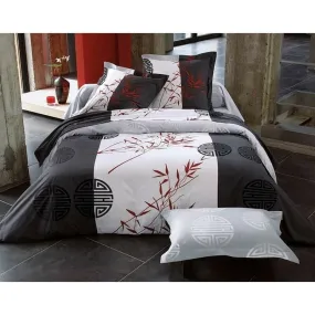 Housse de couette motifs bambous et idéogrammes - Noir | 3 Suisses