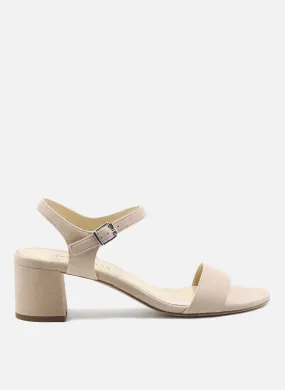 JULES & JENN  Sandales moyen talon en cuir daim - Beige