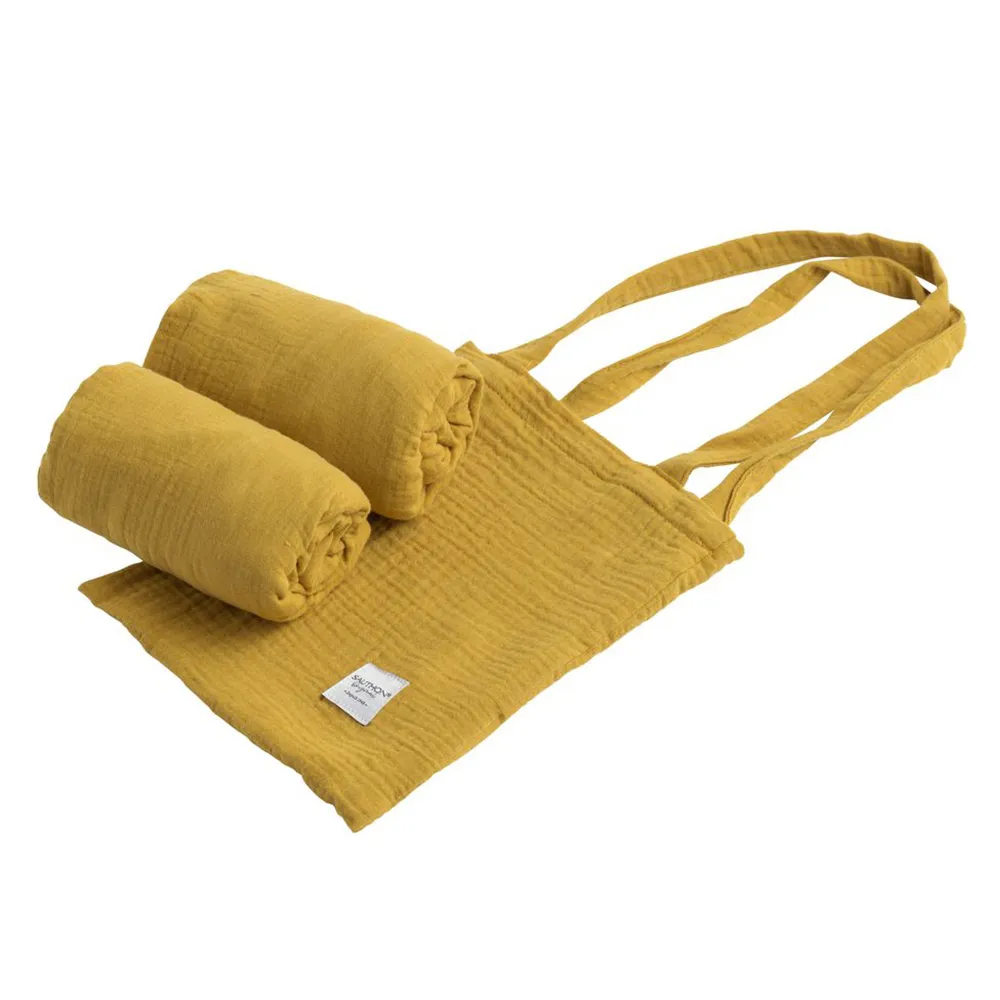 Lot de 2 Draps Housse Original Berceau Galopin Jaune Topaze - 50 x 90 cm