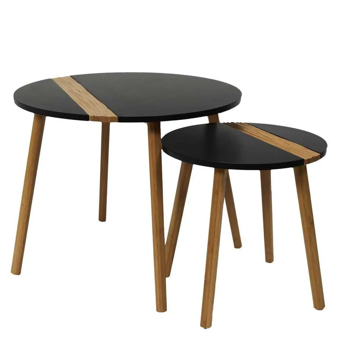 Lot de 2 Tables Gigogne Bicolore Relief noir | 3 Suisses