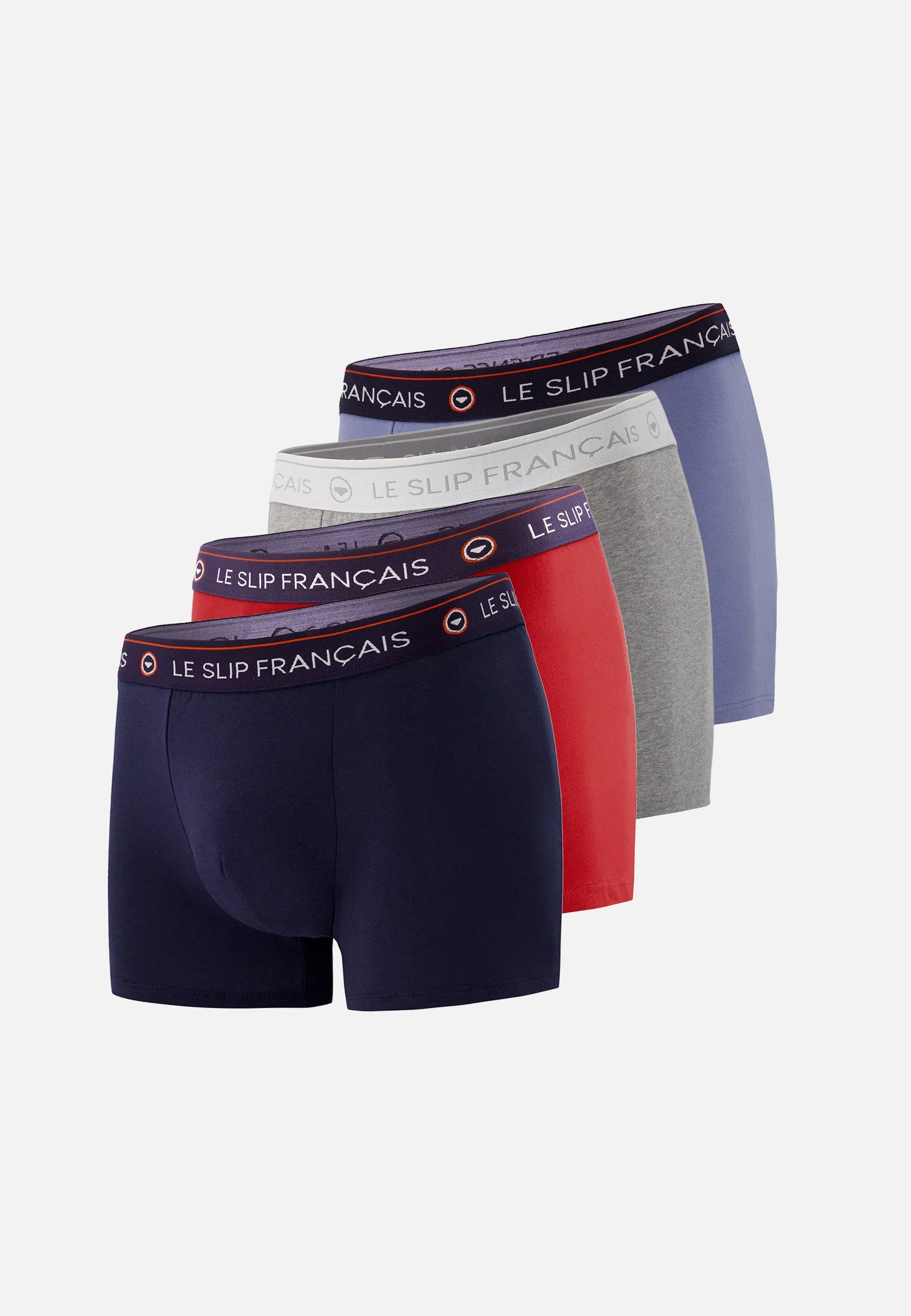 Pack Quatro Boxer Redoutable Marine Bleu Jean Rouge Cerise Gris Chiné