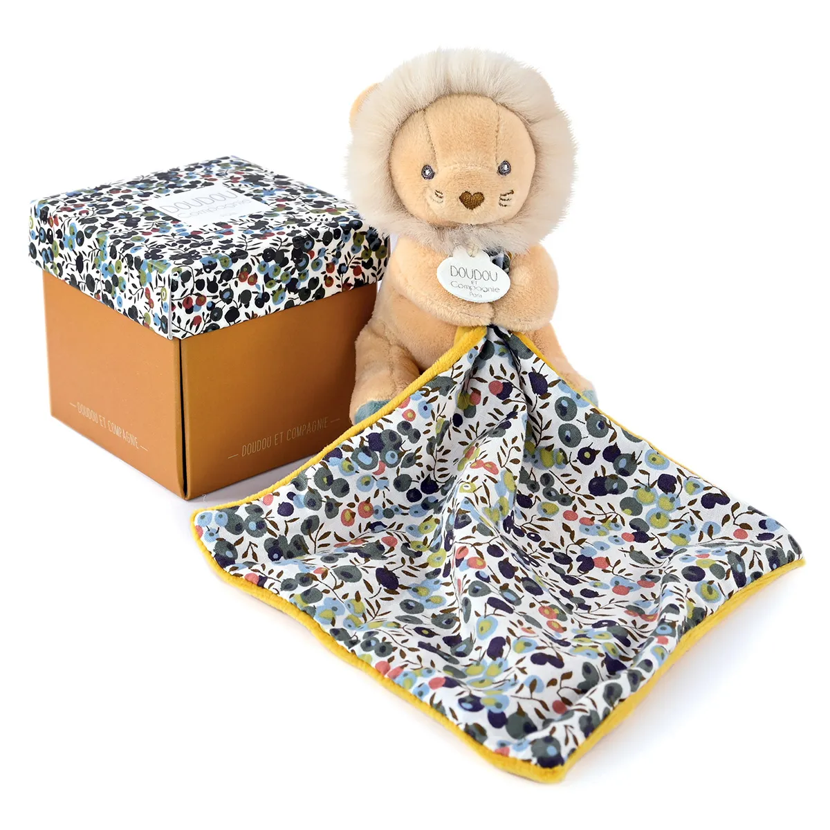 Peluche Lion avec son Doudou Boh'aime - Jaune
