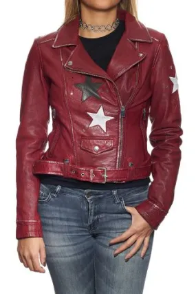 Perfecto cuir femme Oakwood Courtney rouge.