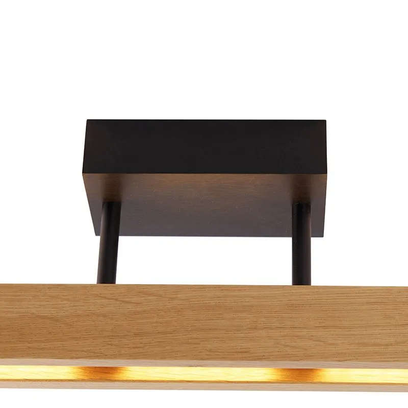Plafonnier Country chêne 44 cm avec LED - Holz