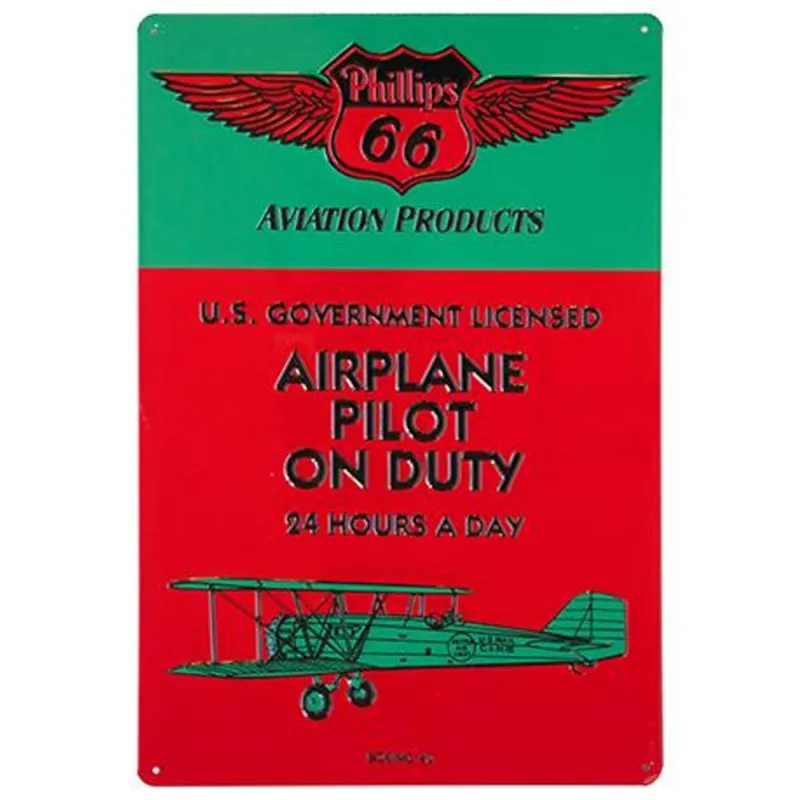 Plaque tôle aviation airplane pilot vert et rouge