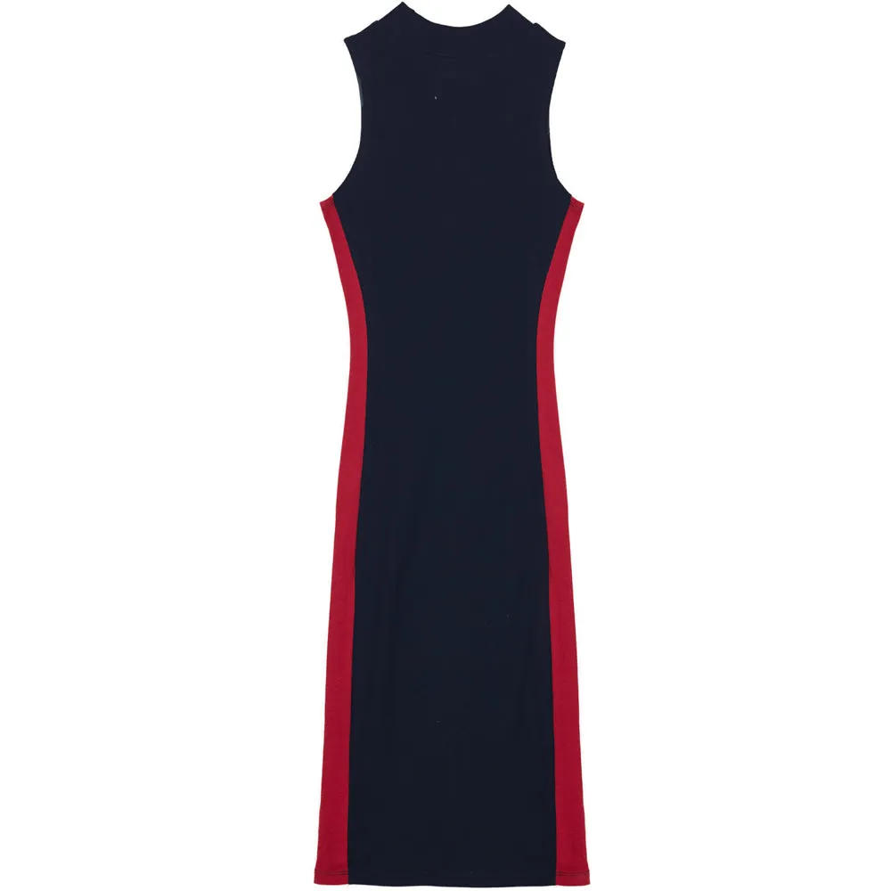 Robe bandes sans manches noir rouge