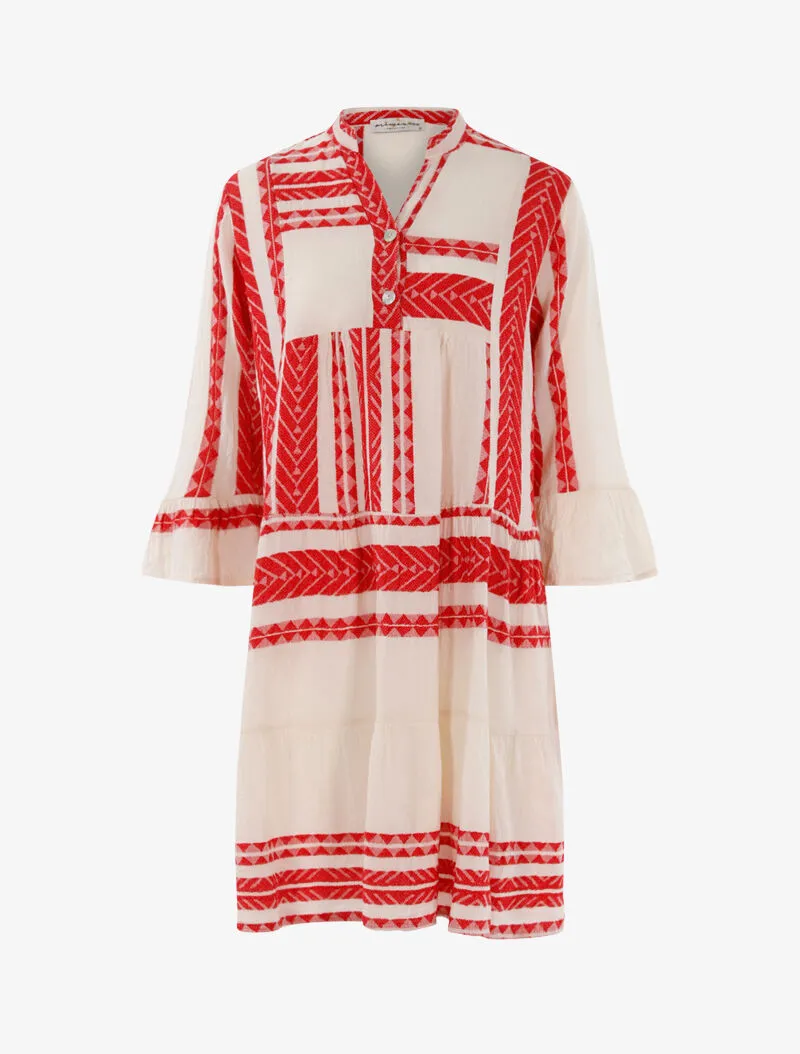 Robe bohème à imprimés - rouge