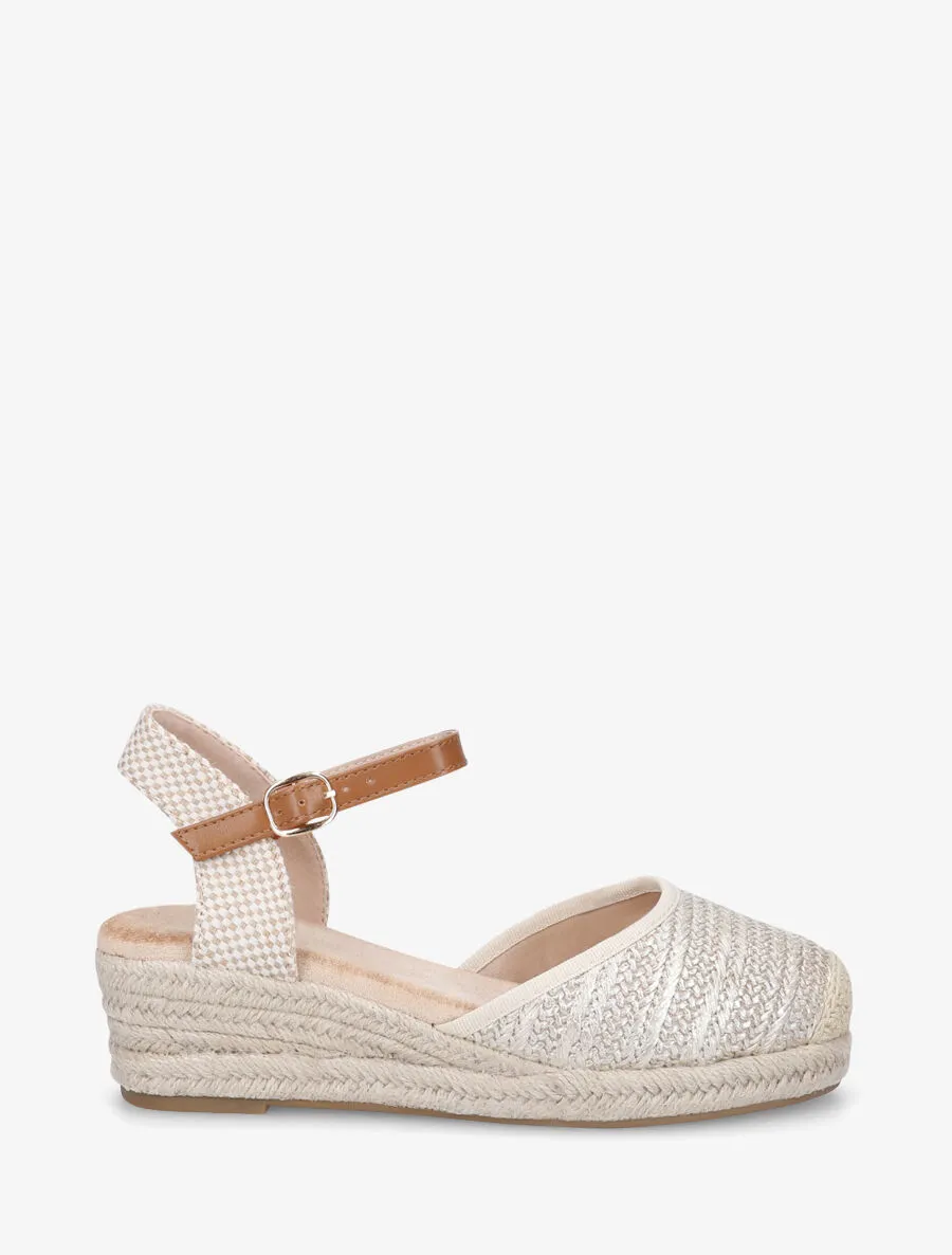 Sandales compensées à contrefort à motif damier - Or