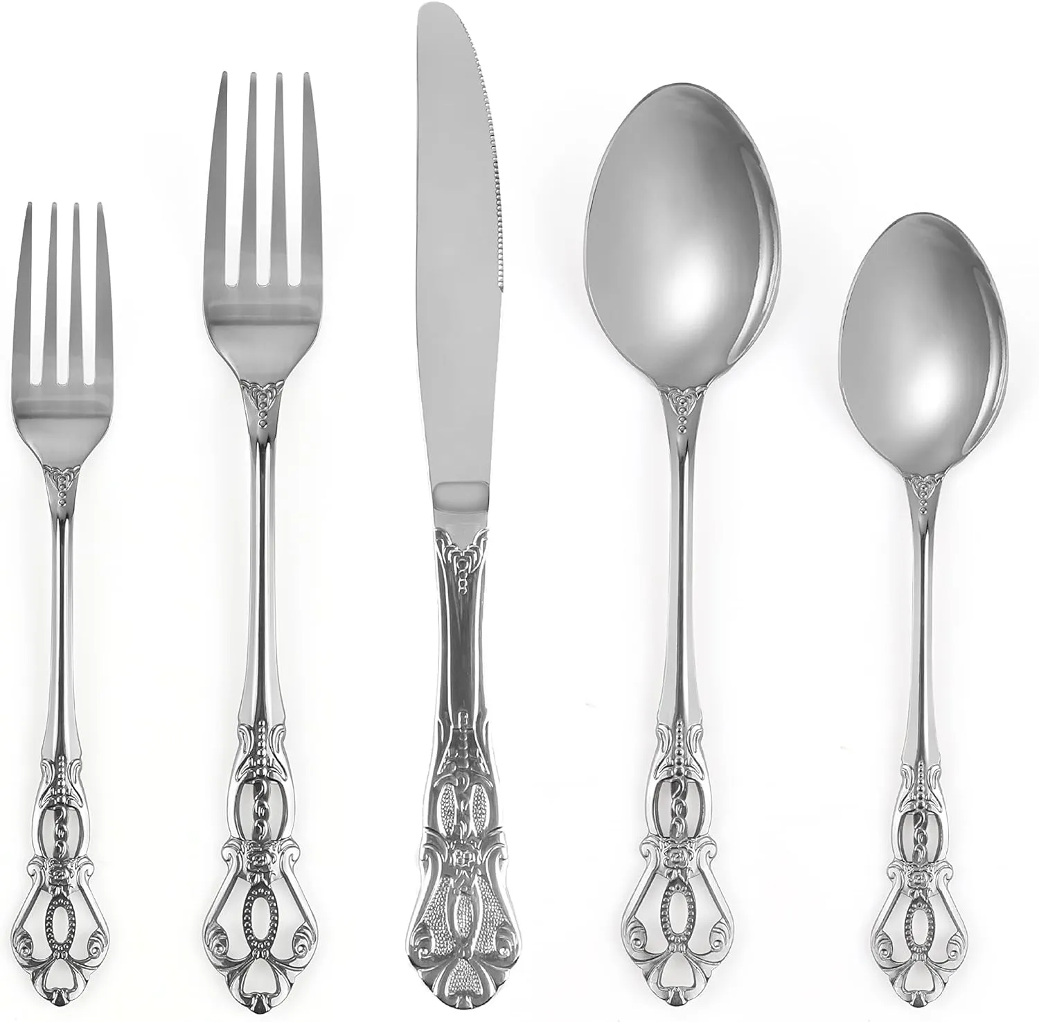 set de couverts rétro pour 4 personnes en acier inoxydable 20 pièces g 