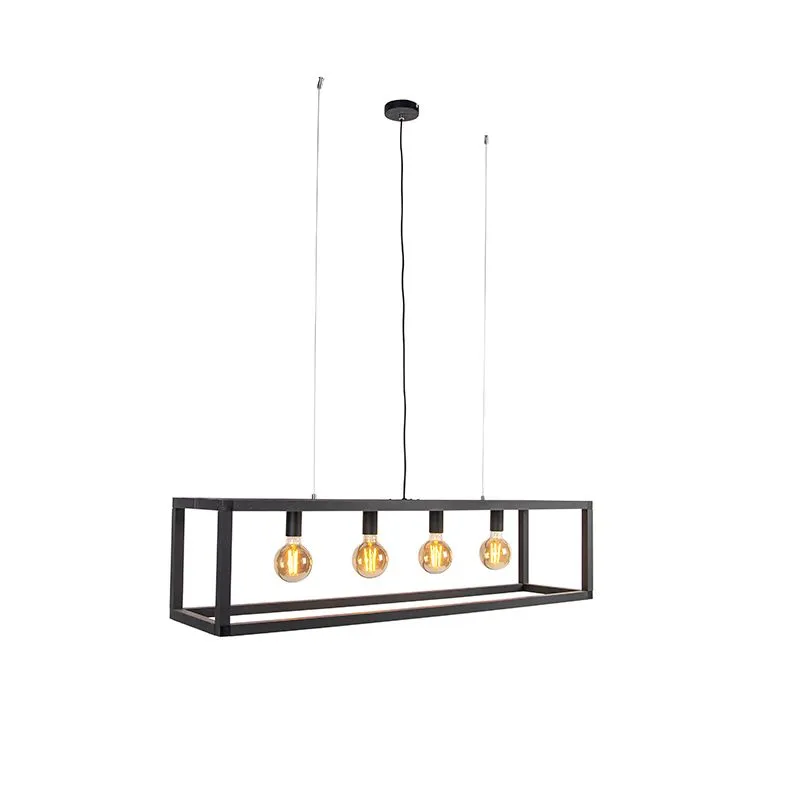 Suspension industrielle noir 4 lampes - Big Cage 2