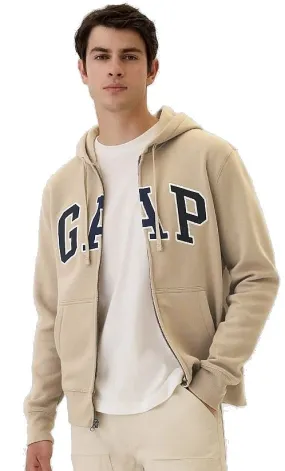 sweat-shirt GAP Heritage Tri Logo Fill Zip - Khaki - men´s