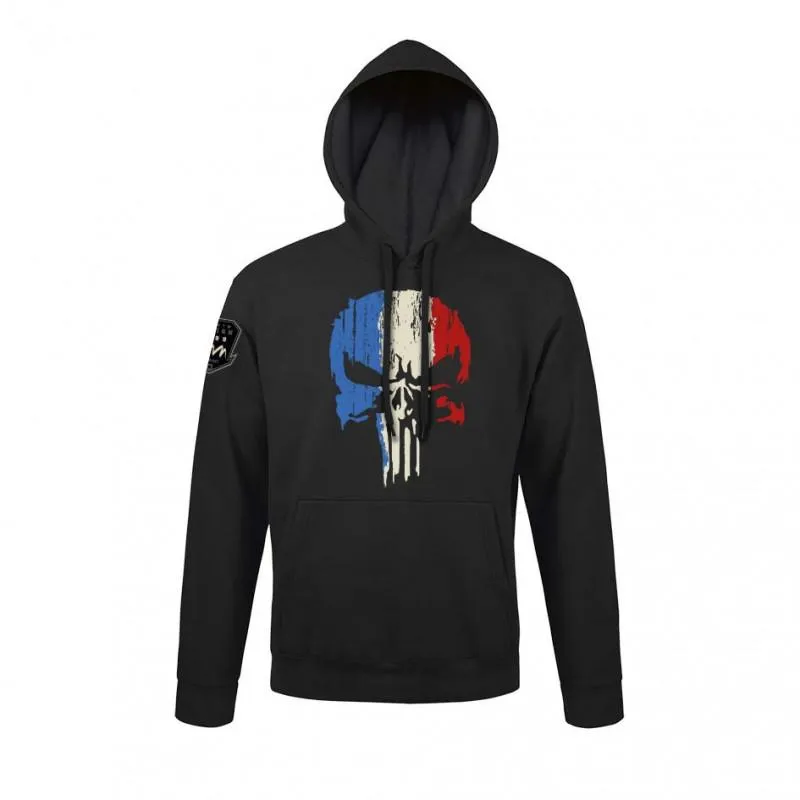 SWEAT SHIRT PUNISHER TRICOLORE BLACK SOLDAT ET COMPAGNIE