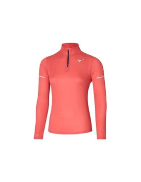 T-shirt from Running Mizuno Dryaeroflow Half-Zip Saumon Rouge Femme
