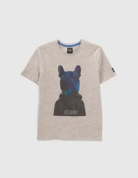 T-shirt gris visuel bouledogue-sweat garçon