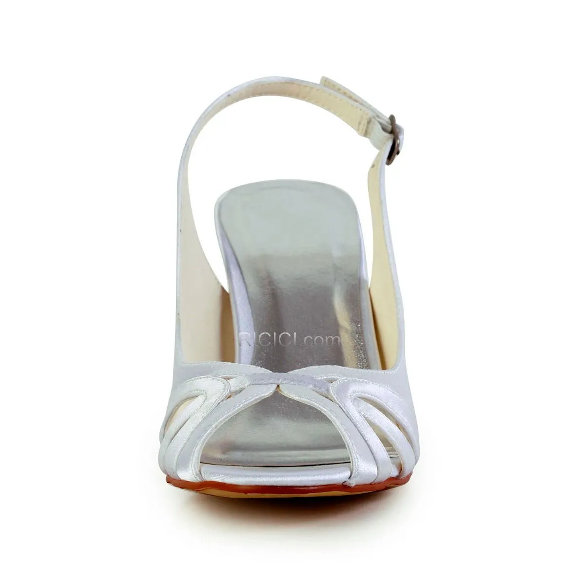 Talons Hauts Sandales Satin Chaussure De Mariée Bout Ouvert Bout Rond Ajourée Belle Chaussure Demoiselle D honneur Talons Aiguil