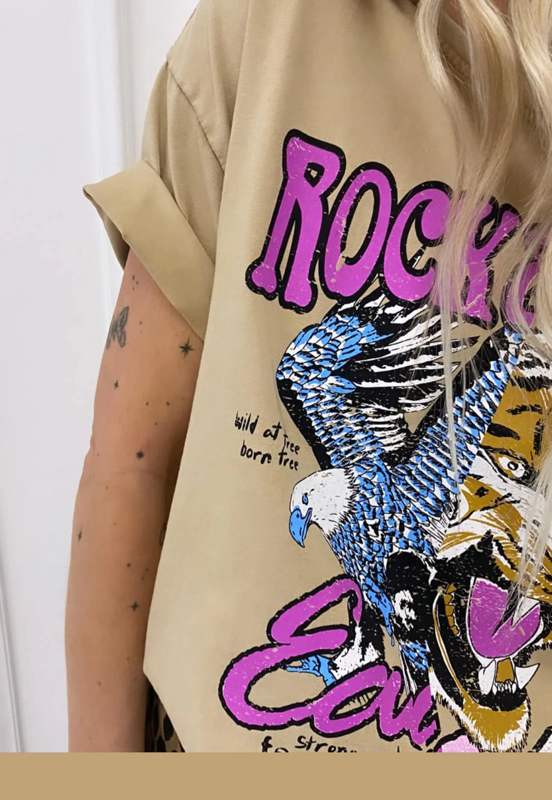 Tee-shirt “ROCK & ROLL” beige