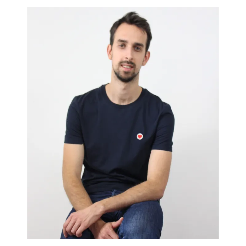 Tee-shirt Barthélémy cœur marine foncé