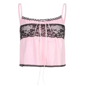 Top Dentelle Rose Poudré
