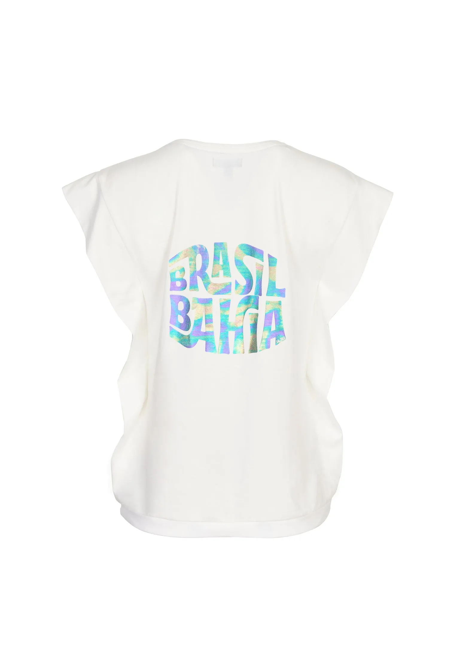 Top femme blanc motif sur le cur et arrière